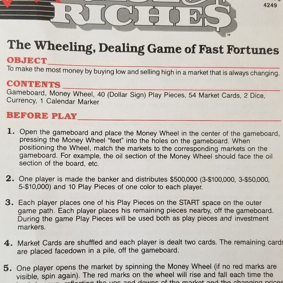 Vintage Race to Riches Board Game, The Wheeling, Dealing Game of Fast Fortunes - Picture 5 of 7